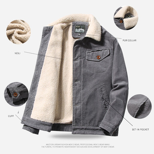 Cappotto Invernale da <span class=keywords><strong>Uomo</strong></span> in <span class=keywords><strong>Velluto</strong></span> <span class=keywords><strong>a</strong></span> <span class=keywords><strong>Coste</strong></span>, <span class=keywords><strong>Giacca</strong></span> Casual con Collo Alto, Calda e alla Moda, per Uso Quotidiano e Business, Regalo di Natale - Product Image 4