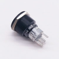 Interrupteur avec éclairage Led en métal noir personnalisable, bouton-poussoir, 16/19/22mm, 1no, 1nc, 12/24v, Logo personnalisable, étanche IP67