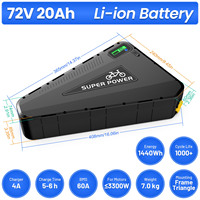 Nouveau Design Triangle 72V 20ah 21700 Li Ion E-Bike Batterie 100A BT BMS pour 5000w Haute Puissance Vélos Électriques Moto