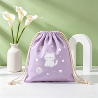Sacs à cordon pliables en toile recyclée, imprimés sur mesure, motif dessin animé, pochettes de rangement simples pour produits de boutique