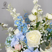Ramo de Flores DKB de Venta Directa de Fábrica, Ramo de Flores Hecho a Mano Azul para Decoración de Bodas y Centros de Mesa