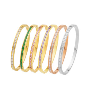 Women's High-Color <b>Titanium</b> Steel Cuff Bracelets Gold Stainless Steel Drop Glue Jewelry Mixed Batch for Foreign Trade - Product Image 5