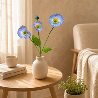 Fleur artificielle de pavot en polyester en gros, tige unique de 60 cm, faite à la main, style réaliste et naturel, 18 couleurs, pour la maison et la Saint-Valentin