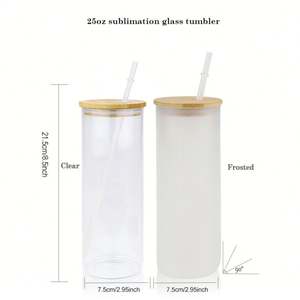 Gobelets en verre transparent givré de 25 oz pour sublimation, avec paille et couvercle en bambou, expédiés depuis notre entrepôt américain – Nouveauté ! - Product Image 4