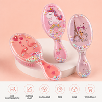 Brosse à cheveux rectangulaire en nylon imperméable, mignonne, avec balles de massage en mousse transparentes arc-en-ciel et picots colorés, vente directe usine