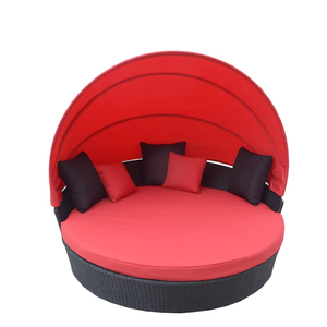 Lit <span class=keywords><strong>de</strong></span> soleil extérieur rond <span class=keywords><strong>de</strong></span> piscine <span class=keywords><strong>de</strong></span> <span class=keywords><strong>jardin</strong></span> <span class=keywords><strong>de</strong></span> rotin durable <span class=keywords><strong>de</strong></span> loisirs avec l'auvent escamotable - Product Image 1