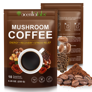 Acentiallabs fungo caffè in polvere aumentare l'energia migliora il fungo organico caffè istantaneo con leoni criniera e coda di tacchino - Product Image 1