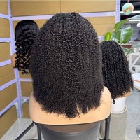Prêt à expédier 100% bombe pour cheveux vierges brésiliens non transformés demi-perruque Afro crépus bouclés cheveux humains pour femmes noires