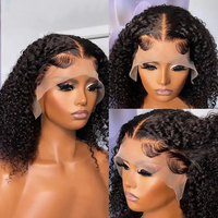 Perruque Courte Brésilienne Bob Pas Chère avec Dentelle Frontale HD, Perruques Frontales en Dentelle HD Cheveux Humains Bouclés Pixie Sans Colle, Perruques Entièrement en Dentelle HD pour Femmes Noires