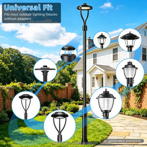 Lampadaire solaire extérieur de 3 mètres de haut avec ancrages en acier inclus pour patio, cour arrière et parking - Product Image 4