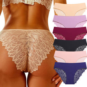 Groothandel Sexy Kant Ondergoed Voor Vrouwen Zijdeachtige Naadloze No Show Slipje Dames Transparante Bikini Lichtgewicht Brutale <span class=keywords><strong>Hipster</strong></span> - Product Image 1