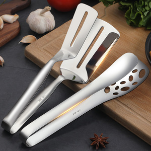 Suministro directo de fábrica: Pinzas para carne de acero inoxidable 304, pinzas para barbacoa antideslizantes, espátula para freír pescado - Product Image 3