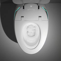 WC intelligent à chasse automatique avec veilleuse, siège chauffant, buse autonettoyante, séchage à air chaud – Sanitaire de salle de bain moderne