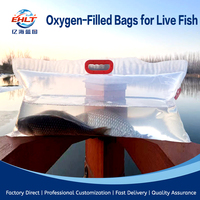 Sac à oxygène pour poissons vivants, logo personnalisé imprimable, pochette de transport gonflable transparente avec poignée de transport en plastique
