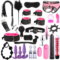 Nouveaux kits BDSM, ensemble de bondage en peluche, menottes, jeux sexuels, fouet, bâillon, pinces à tétons, accessoires exotiques, jouets sexuels pour adultes