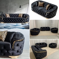 Luxuriöses Modernes Samt-Sofa-Set Wohnzimmermöbel mit Sessel Premium Stoffbezogene Couch Komfortables Heim-Lounge-Sofa