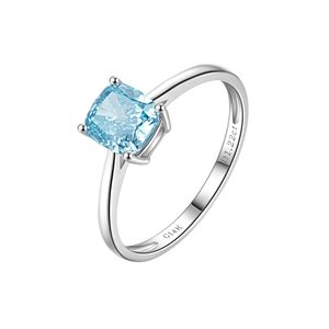 แหวนเพชรทรงคุชชั่นคัทอะความารีนแบบสั่งทำจากโรงงาน SGARIT แหวนทองคำขาว 14K แบบสี่ก้านแหวก ดีไซน์เรียบหรู สำหรับเป็นแหวนหมั้นหรือแหวนแทนใจ - Product Image 1