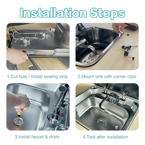 JDA Space-Saving Premium SS304 <strong>RV</strong> <strong>Sink</strong> Camper <strong>Kitchen</strong> <strong>Sink</strong> With Tempered Glass Lid For Caravan Trailers Motorhome &amp; Marine Use - Product Image 6