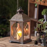 Lanterne à bougie en bois rustique, porte-bougie vintage coupe-vent pour jardin extérieur