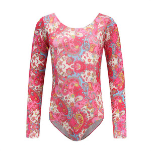 Leotardos artísticos personalizados brillantes de poliéster Spandex tela <span class=keywords><strong>gimnasia</strong></span> niñas entrenamiento Ropa de baile de manga larga competición infantil - Product Image 2