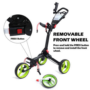 Chariot de golf à 3 roues avec cadre en aluminium, poignée réglable et porte-gobelet, livraison rapide - Product Image 3
