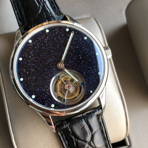 Reloj Mecánico de lujo para hombre, 1 unidad, logotipo personalizado, marca privada, esqueleto de gaviota, tourbillon, Piedra de Arena azul, cielo estrellado - Product Image 2