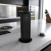 Multiprise motorisée intelligente rétractable avec protection contre les surtensions, 3 prises 10A et double ports USB, pour cuisine, Nouvelle-Zélande et Australie