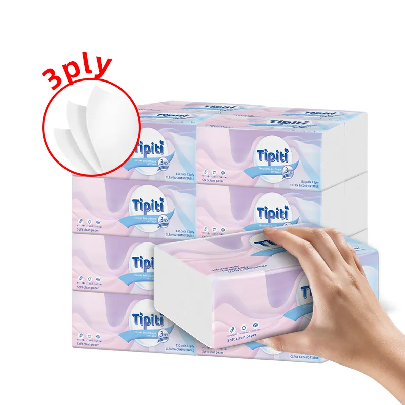 Wholesale custom logo 3ply 100% wood pulp disposable cheap facial tissue paper