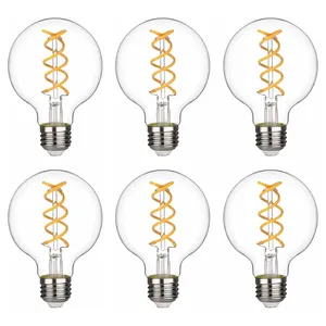 Vintage Edison Globe 4W 2200K 110V 220V G25 G80 Dimmable Decorative LED Spiral Filament Bulb for Decoration