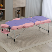 Table de massage portable pliable en aluminium 3 sections, 185*71CM, robuste, 573LBS, rose/violet, en PU, pour physiothérapie, vente en gros