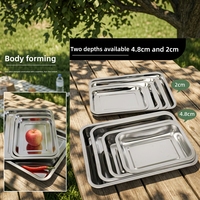 Plateaux de service carrés modernes et minimalistes en acier inoxydable, polis, durables, profonds, peu profonds, perforés, épaissis, compatibles micro-ondes, pour hôtels