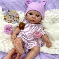 Liebliche 18-Zoll Großäugige Vollsilikon-Babypuppe mit Offenem Mund Handgefertigte Neugeborenen-Puppe Anatomisch Korrekt