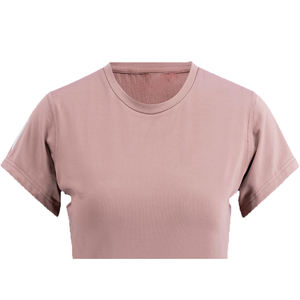 T-shirt à manches courtes col rond pour femme, style streetwear, respirant, écologique, en coton biologique gris, uni, en molleton - Product Image 4