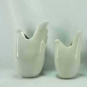Set patung kecil burung keramik putih abstrak bentuk progresif dekorasi modern
