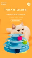 Plateau tournant pour chat à trois niveaux en plastique, simple et amusant, pour l'auto-entretenissement, jouet interactif et de mouvement pour chat, idéal pour le parc d'attractions félin