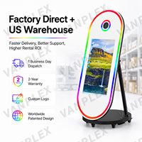 Овальная фотобудка Magic Mirror 60 дюймов с 32-дюймовым сенсорным экраном, совместимая с DSLR-камерами, RGB LED подсветка, мгновенная печать, для аренды на мероприятия