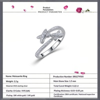 Bague Moissanite en Verre Plaqué Or, Double Nœud Croisé, Création de Laboratoire, Luxe Léger, Torsadée Ouverte, pour Femme, Anniversaire