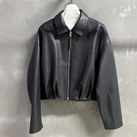 Veste en cuir véritable faite à la main Jxwatcher, style vintage printemps-automne, en peau de mouton douce, veste bomber personnalisée, fermeture éclair, courte, pour moto