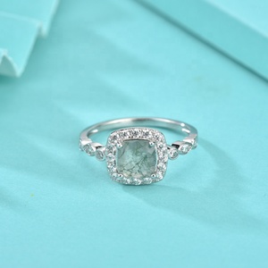 Rg017202 _ L 925 sang trọng tự nhiên nước cỏ mã não Vòng cho phụ nữ tham gia đám cưới ban nhạc đồ trang sức mỹ mã não Sterling Silver <span class=keywords><strong>Ring</strong></span> - Product Image 2