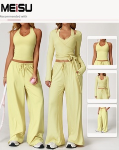 Nuovo Set <span class=keywords><strong>Sportivo</strong></span> <span class=keywords><strong>Elegante</strong></span> 2026: Pantaloni Spazzolati di Lusso, Top da Balletto a Maniche Lunghe, Top Yoga con Scollo a V Profondo, Design Avvolgente, <span class=keywords><strong>Abbigliamento</strong></span> per Pilates - Product Image 1