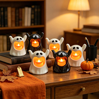 Bougie LED fantôme clignotante de 3,1 pouces à piles, sans flamme, pour décoration de table d'Halloween