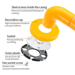 Maniglioni di Sicurezza Moderni Antiscivolo in ABS/Nylon e Acciaio, Montati a <span class=keywords><strong>Parete</strong></span>, <span class=keywords><strong>per</strong></span> Bagni <span class=keywords><strong>per</strong></span> Disabili e Supporto alla Mobilità nel Bagno - Product Image 5