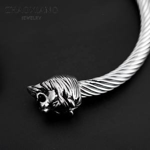 Lion Head Cuff <b>Bangles</b> <b>Bracelets</b> for Women Men Stainless Steel Manufacture Jewelry Hip Hop Design - Product Image 6
