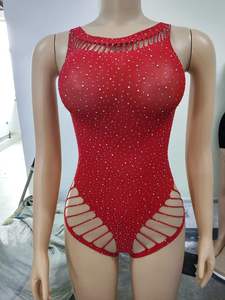 จั๊มสูทเซ็กซี่รัดรูปสำหรับผู้หญิง แฟชั่นชุดเดรสตาข่ายรูระบายอากาศสำหรับออกงานกลางคืน ดีไซน์ดาวระยิบระยับ ชุดจั๊มสูทเซ็กซี่แบบชุดชั้นใน - Product Image 6