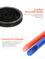 Enrouleur de tuyau d'air 10M JL-2G-K8 rétractable automatique à double tambour, en PU tressé haute pression 6,5*10mm, garantie 1 an