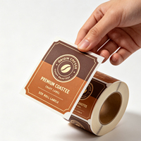 Étiquettes personnalisées en rouleau avec dorure mate, autocollantes pour sacs de café, bouteilles de café, emballages alimentaires, impression d'étiquettes