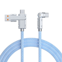 Kabel USB C 3 in 1, Kabel Pengisian Cepat 60W dengan Adaptor Pengisi Daya Multi Port, Kabel Pengisian Multi dengan Sambungan Siku Rotasi 540 Derajat