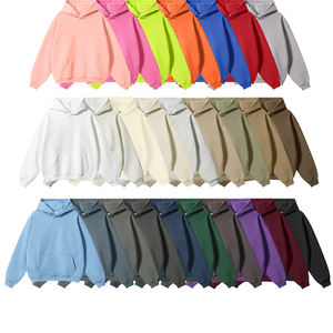 Sweat à capuche 100 % coton uni pour homme, molleton épais, grammage lourd, coupe oversize, avec logo personnalisé – Sweats à capuche et pulls molletonnés pour homme - Product Image 5