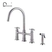 Robinet de lavabo central à trois trous et double poignée de 8 pouces, sans traces, pour usage hôtelier - Modèle 2023