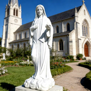 Sculptures de Jardin en Pierre Taille Réelle de la Sainte Vierge Marie, Sculptures Religieuses Catholiques Personnalisées en Marbre pour Église - Product Image 4